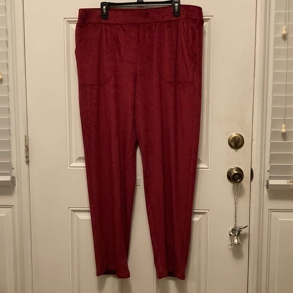 Lush velour pants comfy lounge burgundy wine XXL - Picture 1 of 5